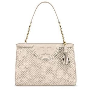 NWT TORY BURCH FLEMING CENTER ZIP TOTE HANDBAG bedrock